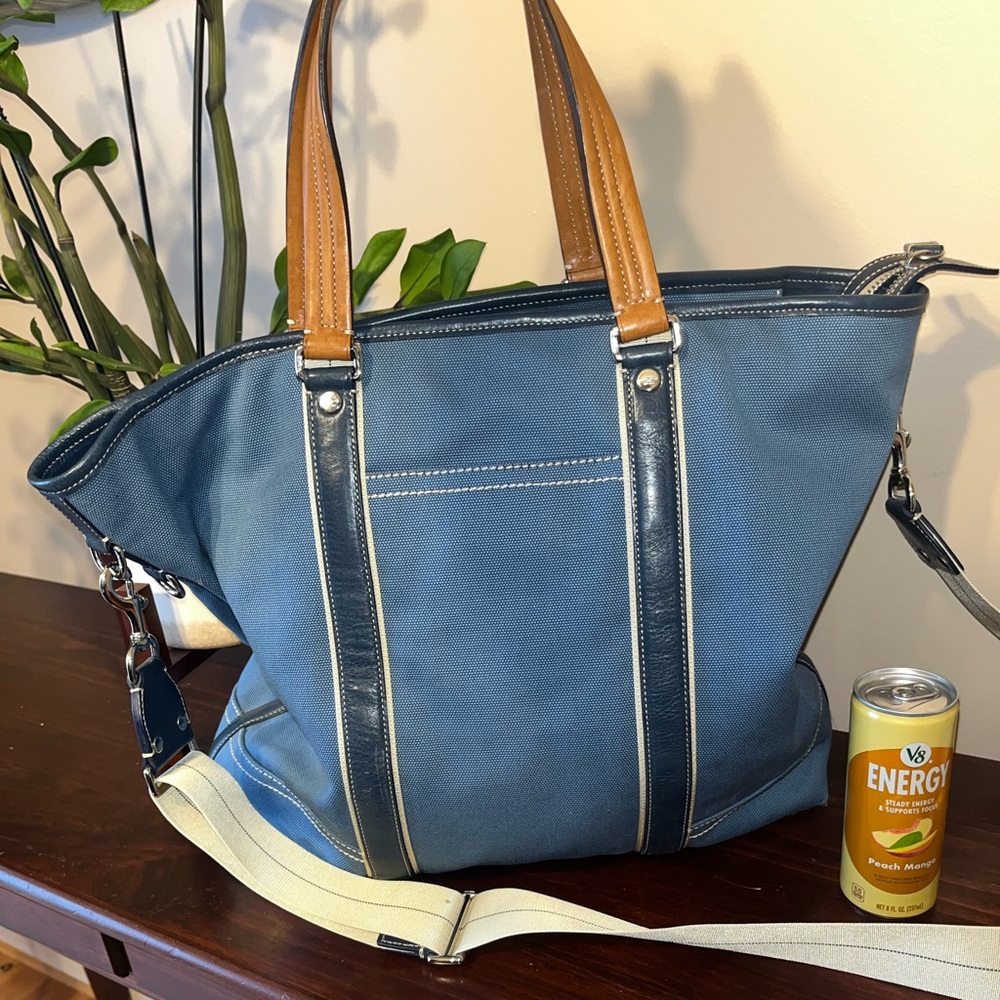 Vintage Rare Coach Travel Duffle Bag Luggage Unused New tags EUC blue y2k canvas